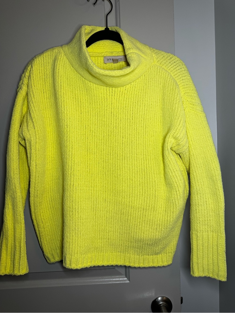Philosophy Neon Yellow Cowl Turtleneck Sweater
